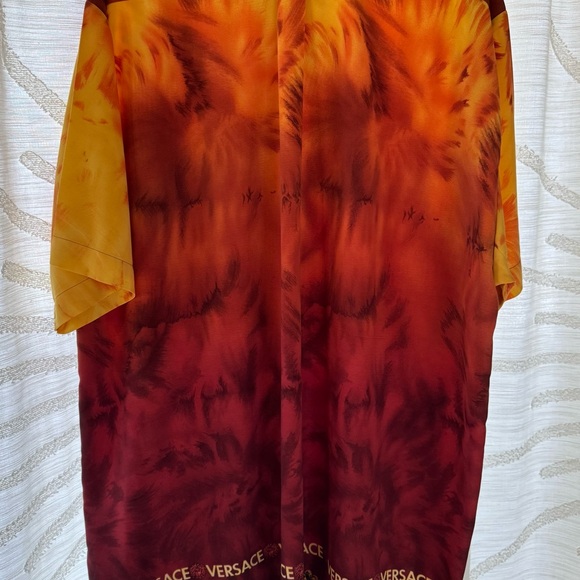 Versace Men's Silk Red and Orange Shirt - Picture 2 of 6